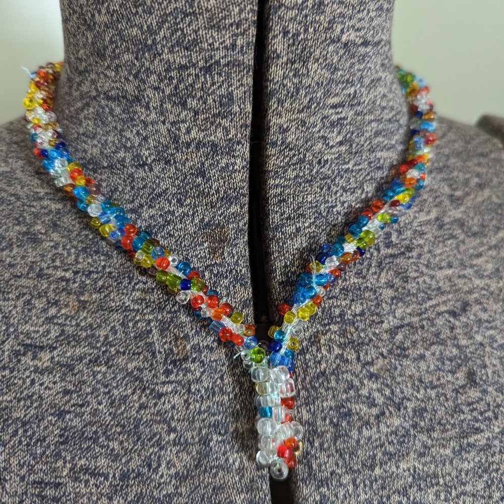 Hand Beaded Assemblage Necklace - image 3